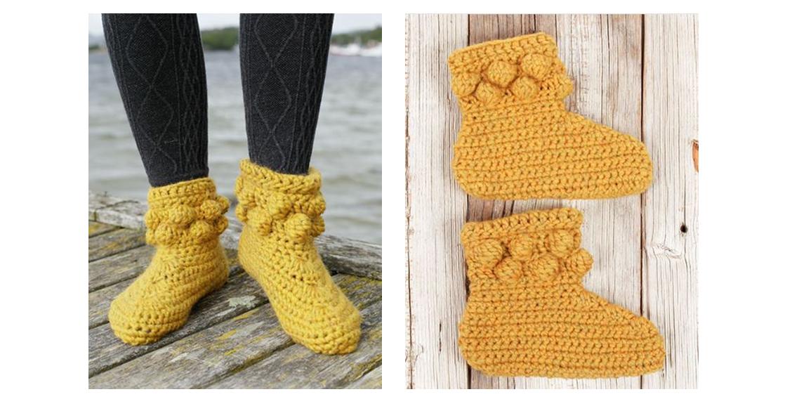 Crocheted Shiny Sunshine Slippers | thecrochetspace.com