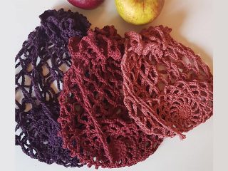 5 Red Crochet Apples