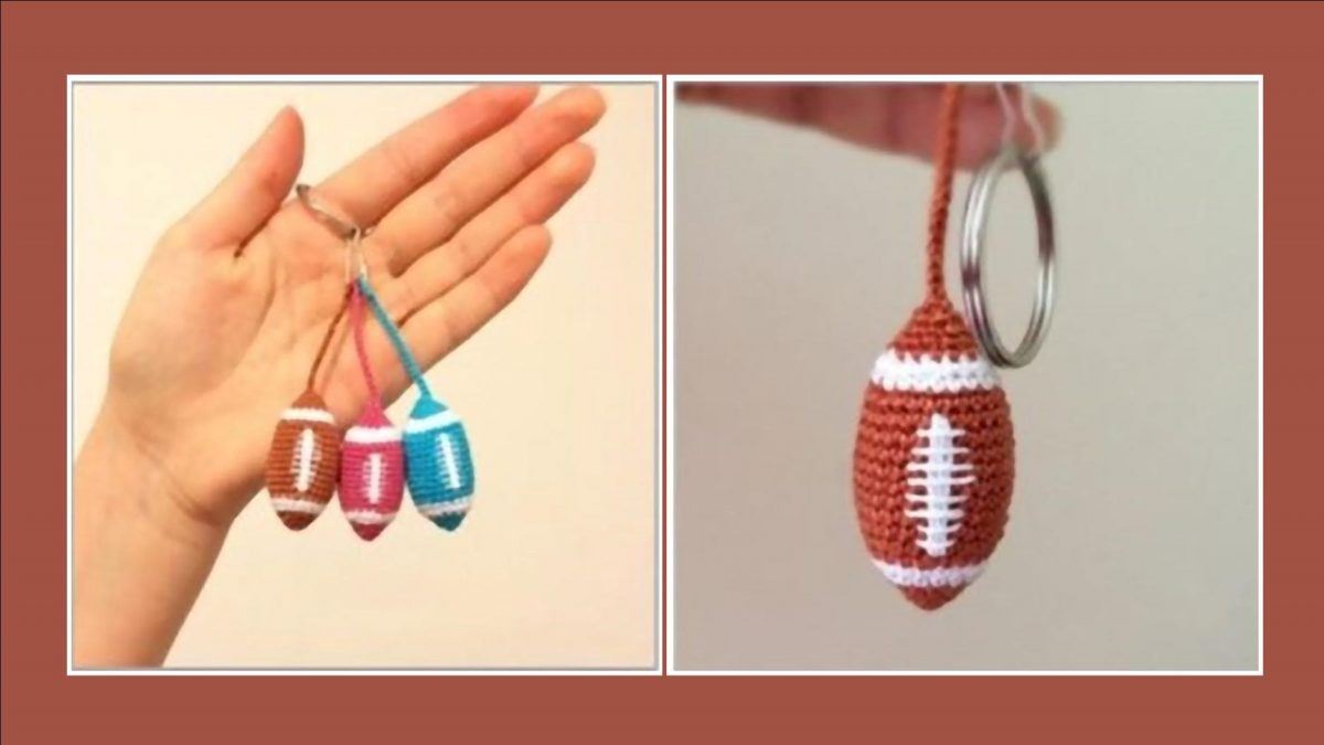 crochet American football keychain | the crochet space