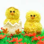 Adorable Crocheted Chicken Family. Two chicks. One in half an egg shell || thecrochetspace.com
