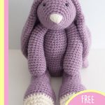 Adorable Layla Crocheted Bunny. Crafted in mauve with white nose and feet || thecrochetspace.com