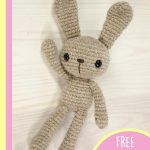 Adorable Long-Legged Crocheted Bunny. 1 bunny laying at full stretch || thecrochetspace.com