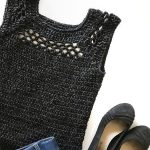 Adult Midnight Crochet Top. Image of top and matching shoes. vest type tee in black || thecrochetspace.com