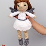 Amigurumi Christmas Angel Doll. crafted in grey and white || thecrochetspace.com