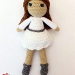 Amigurumi Christmas Angel Doll. Crafted in white dress with grey boots and belt || thecrochetspace.com