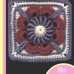 April Dawn Crocheted Square. Crafted in Mauve, deep red and cream || thecrochetspace.com