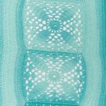 Aqua Crochet Bed Throw. Aqua color with 3 square motifs. Close up view of image || thecrochetspace.com