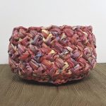 Baby Bean Crochet Basket. Crafted in Multi-colored hues of pinks and in Raffia Yarn || thecrochetspace.com