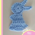 Baby Bunny Crochet Applique. Blue bunny with white bob tail || thecrochetspace.com