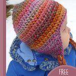 Seamless Crocheted Earflap Hat. Side image of baby wearing hat || thecrochetspace.com