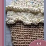 Baby Crochet Snuggle Sack. Beige cone with cream double scoop on top || thecrochetspace.com