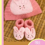 Best Bunny Crochet Combo. Hat and booties both with rabbit face and ears || thecrochetspace.com
