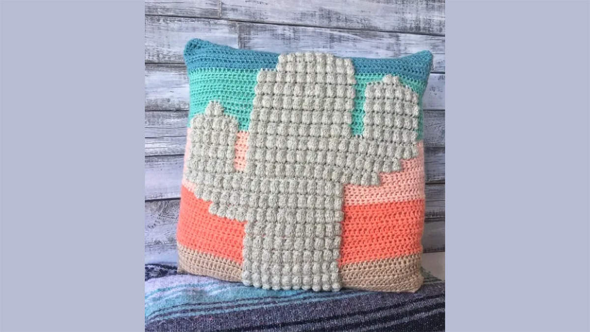 boho cactus crochet cushion || editor