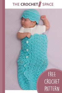button-up crocheted baby cocoon and hat || editor