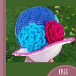 Children's Crochet Cloche Hat. Blue hat with accents || thecrochetspace.com