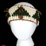 Christmas Crochet Graphic Headband. Crafted in cream with dark green trees and brown accents || thecrochetspace.com