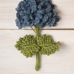 Classic Crochet Hydrangea Branch. Blue flowers.One Stem with two leaves | thecrochetspace.com