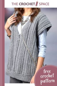 comfy crocheted deep vee vest || editor
