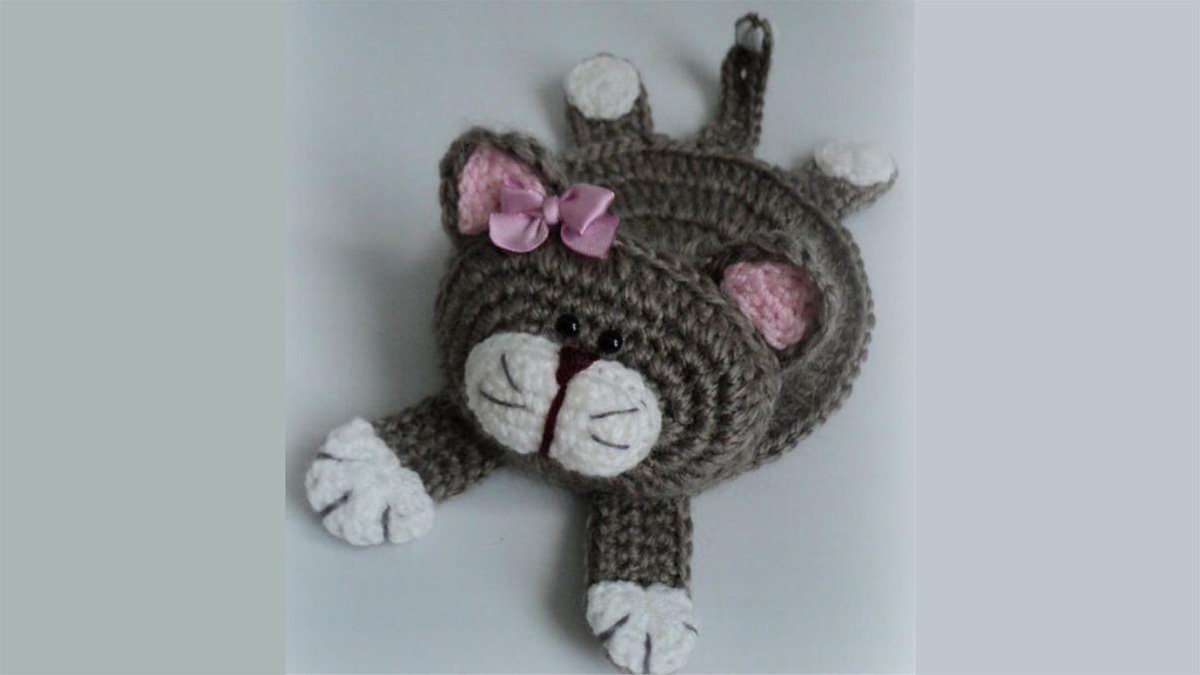 crazy cat crochet coaster || editor