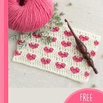 Create Crochet Heart Stitches. CRam crochet with rows of pink hearts || thecrochetspace.com