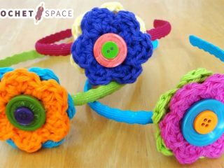 Crochet Button Flower Headbands