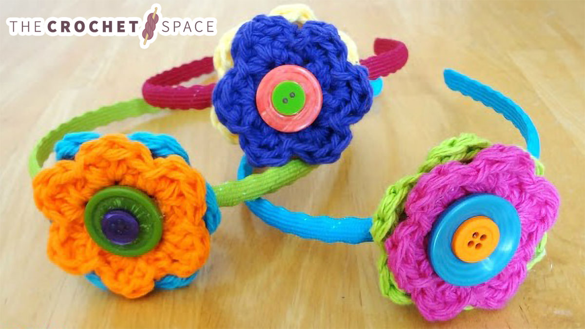 Crochet Button Flower Headbands
