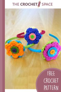 crochet button flower headbands || editor