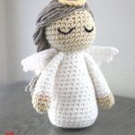 Crochet Christmas Angel Doll. Crafted in all in white with halo || thecrochetspace.com