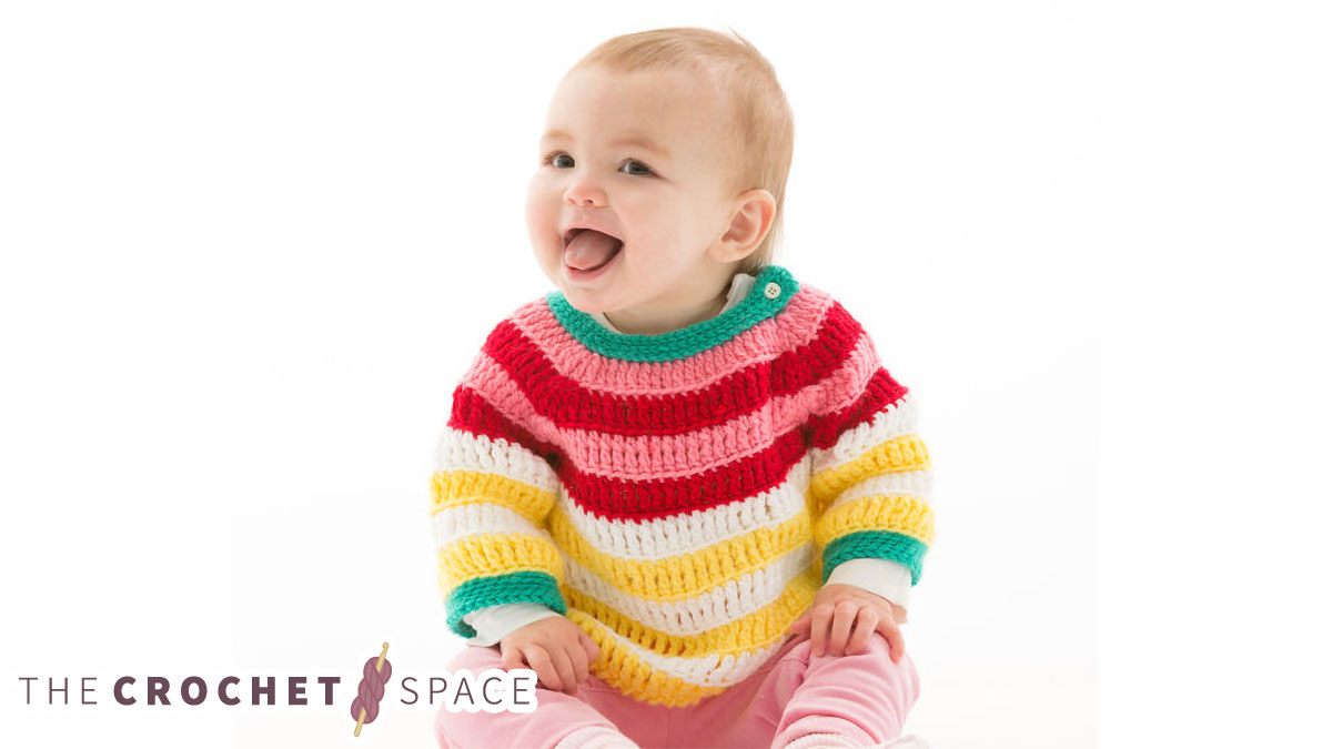 Crochet Colorful Striped Baby Pullover