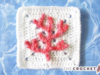 Crochet Coral Applique Square || thecrochetspace.com