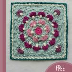 Crochet Fairy Circle Square. Crafted in green, red and pink || thecrochetspace.com