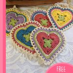 Crochet Granny Sweet Hearts. 5x different colored hearts || thecrochetspace.com