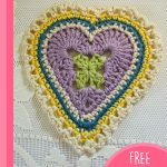 Crochet Granny Sweet Hearts. Mauve center heart 1x heart || thecrochetspace.com