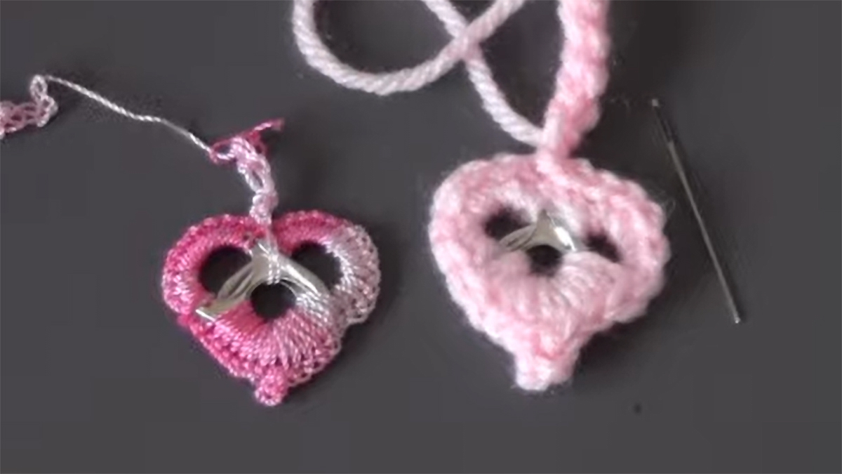 crochet heart key ring || editor