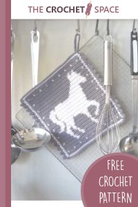 Crochet Horse Hot Pad. Hanging hot pad || thecrochetspace.com