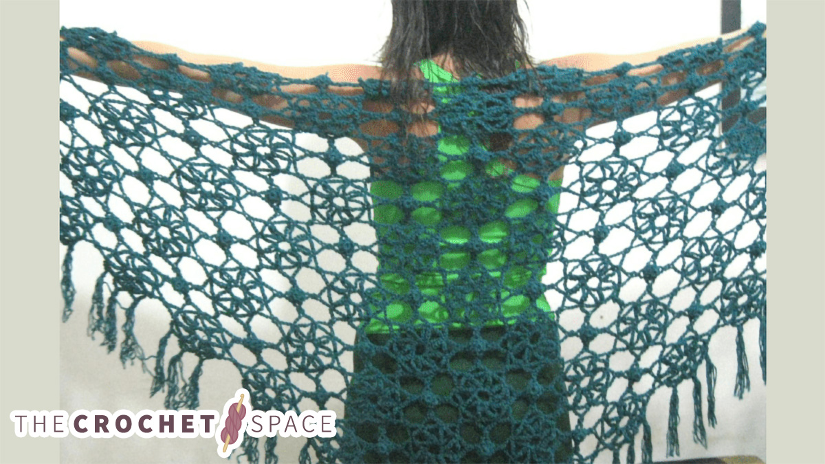 [free pattern+video] crochet lacy flower shawl || https://thecrochetspace.com