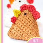 Crochet Little Chick Bean Bags. close up of chicken bean bag head. Easter || thecrochetspace.com