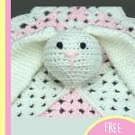 Crochet Mini Bunny Lovey. Close up of bunny head || thecrochetspace.com
