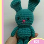 Crochet One Body– Make Three Animals. One mini bunny crafted in teal || thecrochetspace.com