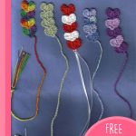 Crochet Overlapping Hearts Bookmarks. 5x different colored bookmarks || thecrochetspace.com