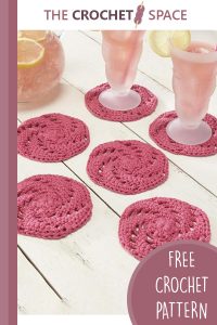 crochet pink grapefruit coasters || editor