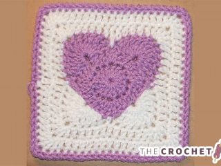 Crochet Purple Heart Square || thecrochetspace.com