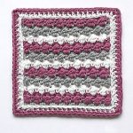 Crochet Raspberry Ripple Square. One square in rasberry, white and greay || thecrochetspace.com