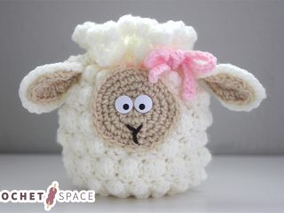 Crochet Sheep Drawstring Bag || thecrochetspace.com
