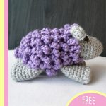 Crochet Shorn The Sheep. One sheep crafted in purple and laying down || thecrochetspace.com