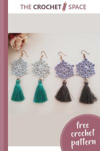 crochet snowflake dangling earrings || editor