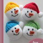 Crochet Snowmen Head Ornaments || thecrochetspace.com