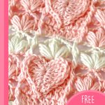 Crochet Textured Heart Stitch. Peach and cram crocheted piece, on diagonal || thecrochetspace.com