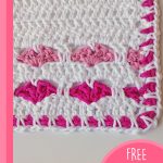 Crochet True Love Ways Dishcloth. Close up of hearts and edging || thecrochetspace.com