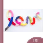 Crochet Words And Phrases. Words 'Love' on a grey background || thecrochetspace.com